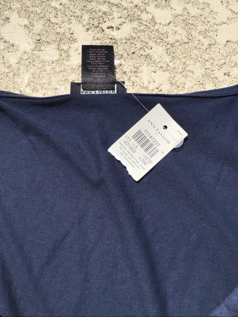 NWT Ann Taylor navy ruffle tank top with - Picture 4 of 4